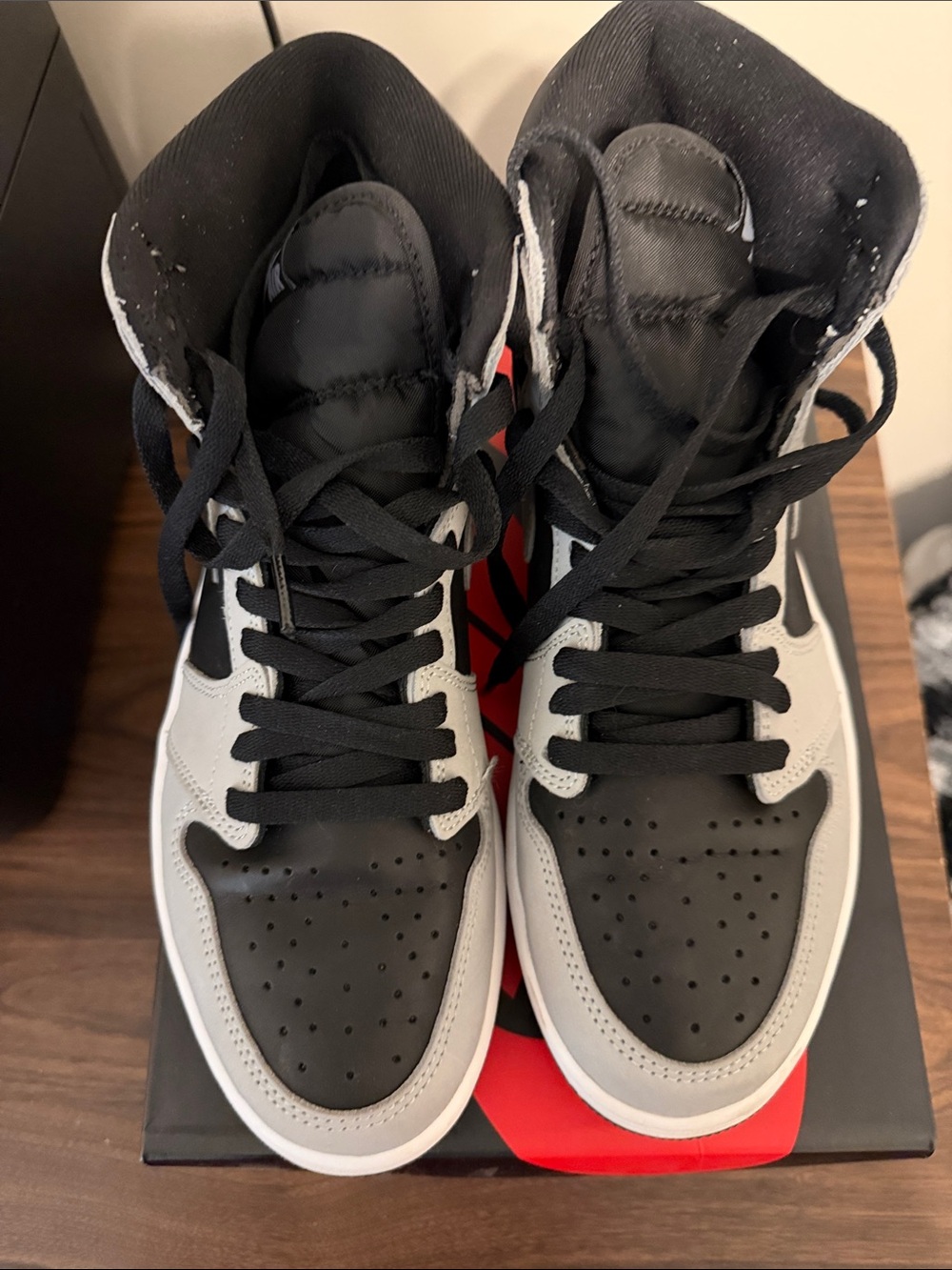Jordan Black, Gray and White High-Top Sneakers